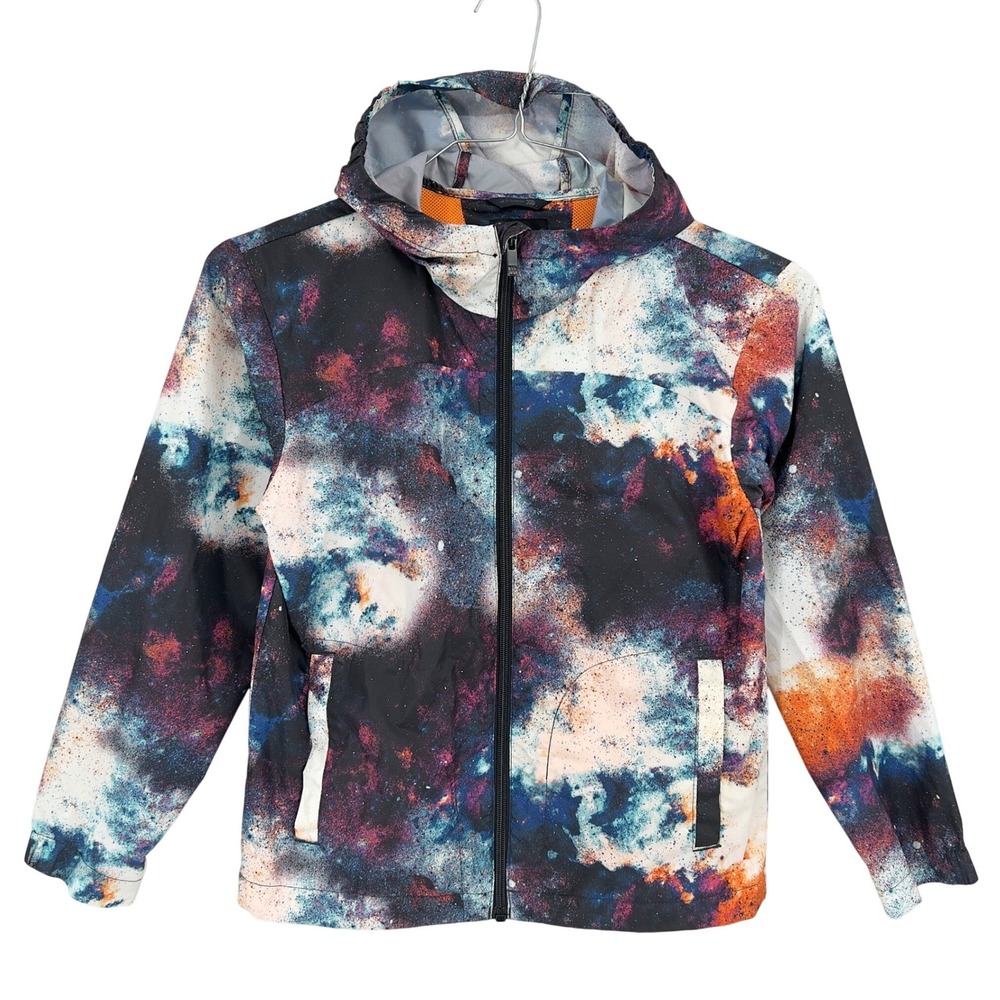 All In Motion Kids L 10/12 Windbreaker Jacket Space Galaxy Nebula Print Hooded
